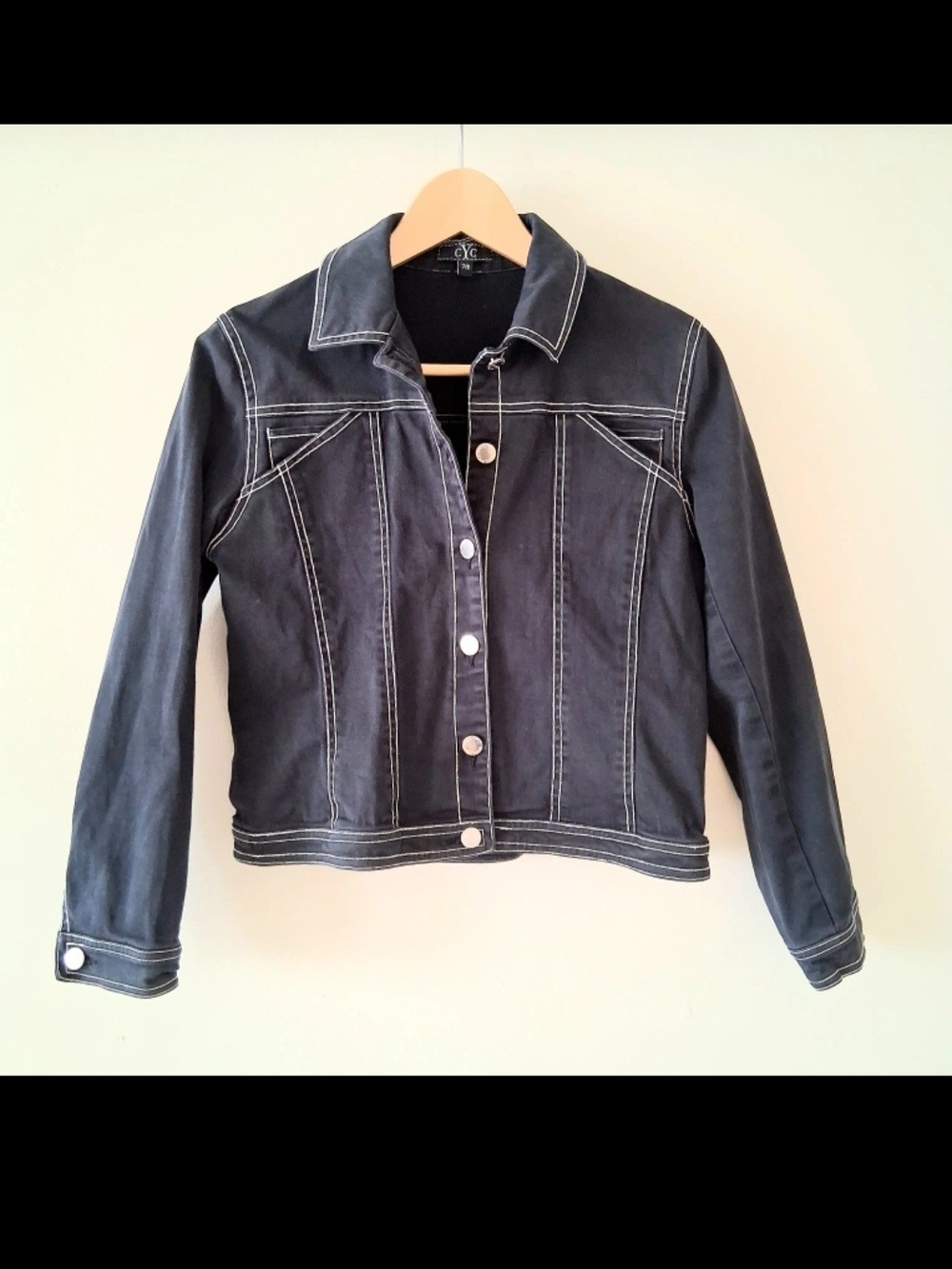 Denim Jacket with Contrast Stitching, Women Sz XS/S